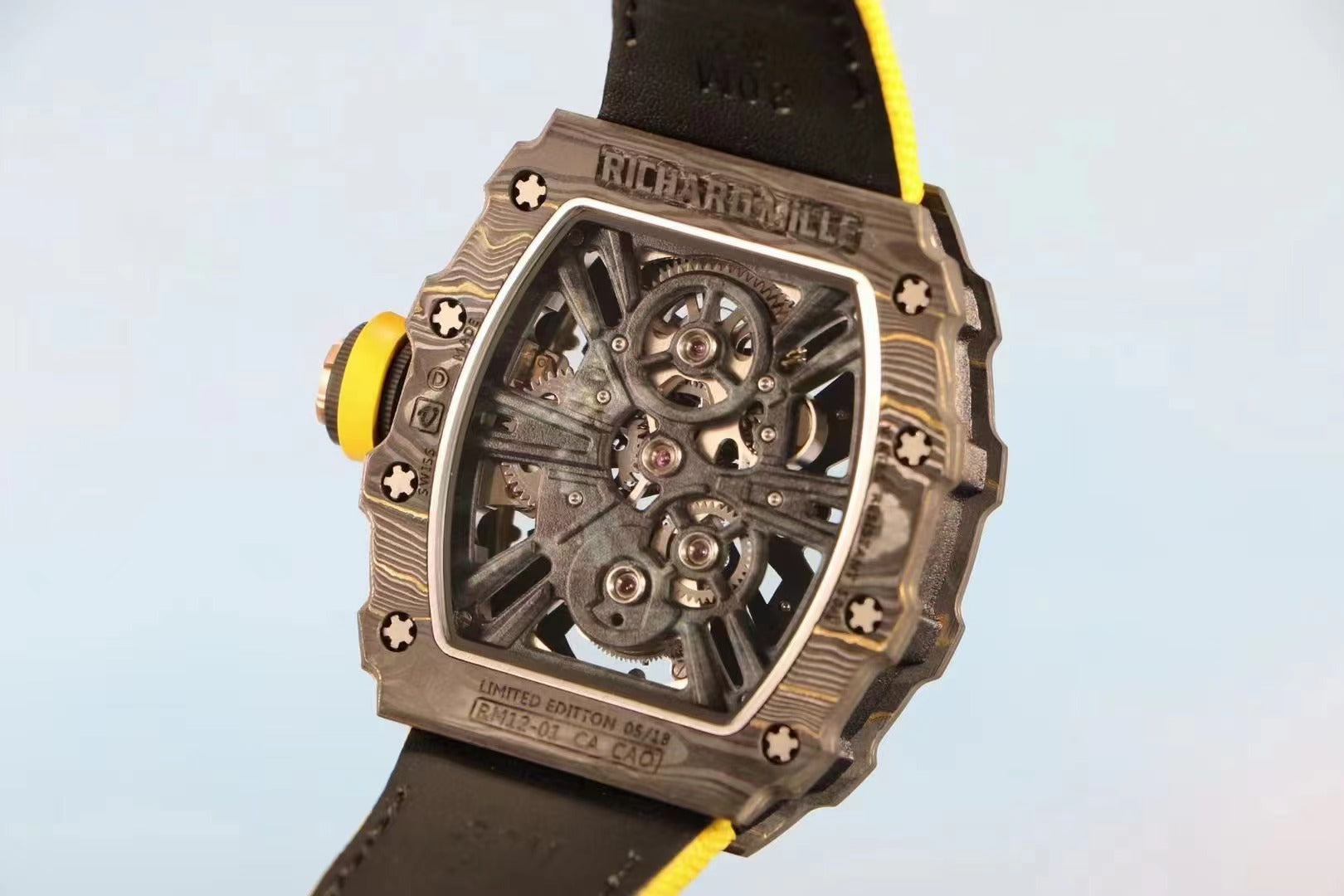 Richard Mille Replica 12-01 Real Tourbillon Real Carbon Movement Swiss Clone - IP Empire Replica Watches