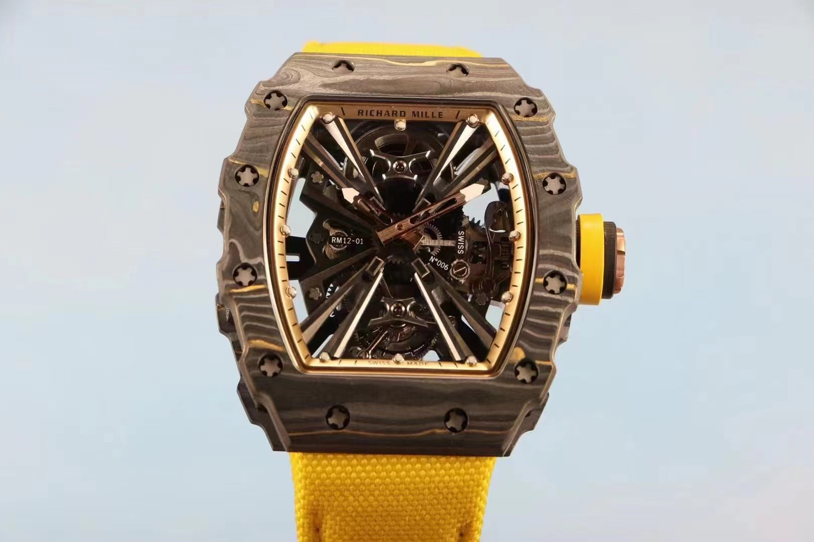 Richard Mille Replica 12-01 Real Tourbillon Real Carbon Movement Swiss Clone - IP Empire Replica Watches