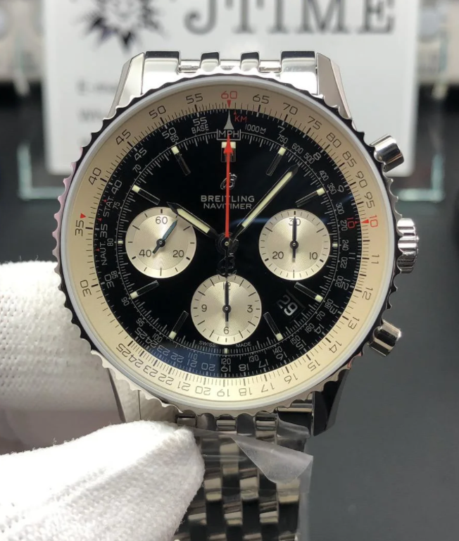 Replica Breitling Navitimer 01 Chronograph Copy Watch Stainless Steel Black Dial - IP Empire Replica Watches