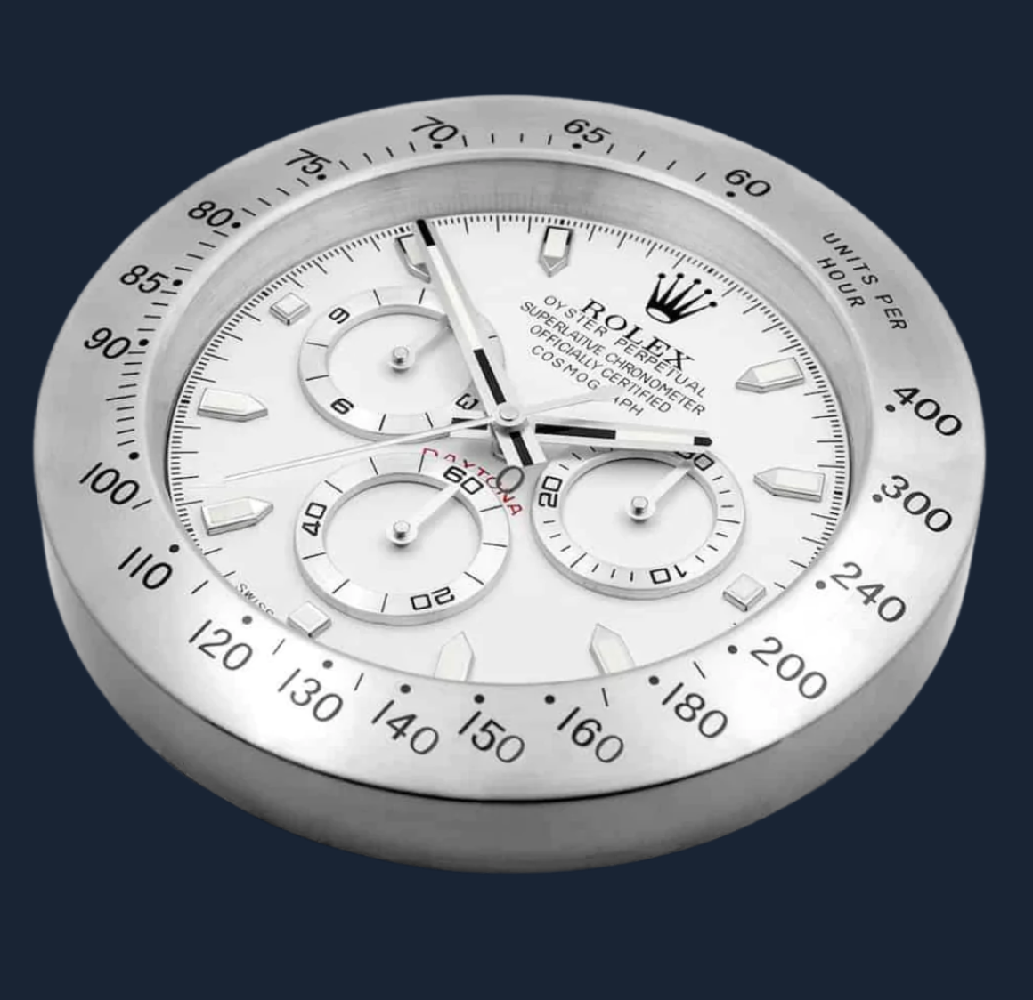 Replica ROLEX DAYTONA WALL CLOCK – WHITE & SILVER RL21 - IP Empire Replica Watches