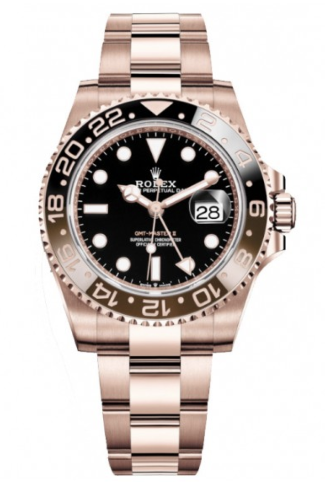 Replica Rolex GMT Master 2 - Rose Gold/Black - Replica Swiss Clones Watches