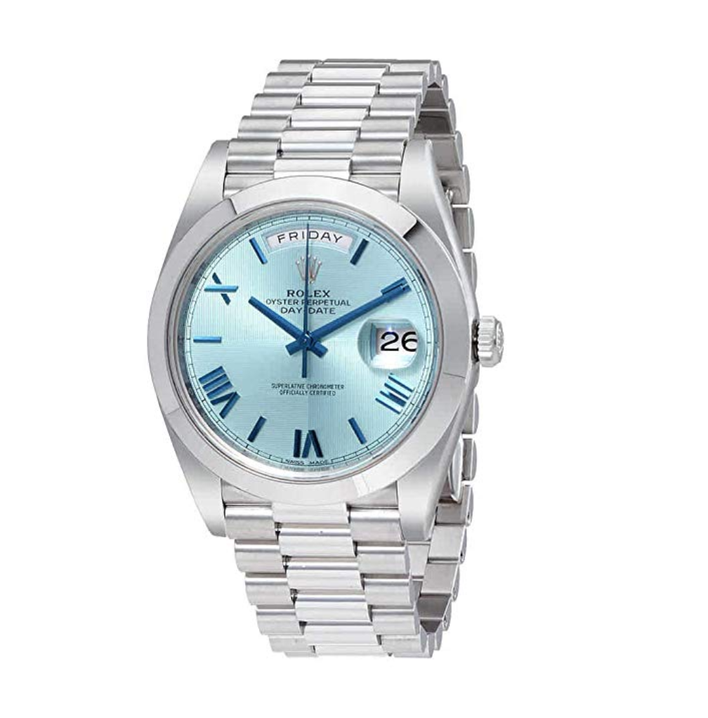 Swiss made Best Replica Rolex Day-Date Automatic Ice Blue Dial Platinum Mens Watch - Replica Swiss Clones Watches