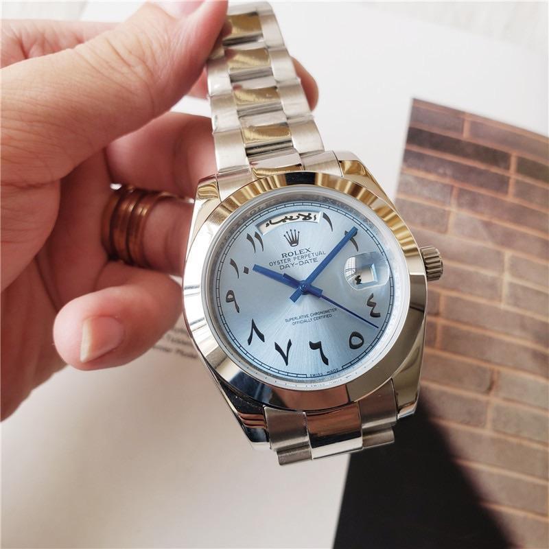 Best Swiss Clone Replica Rolex Day Date 40mm Ice Blue Arabic Dial Platinum Watch - Replica Swiss Clones Watches
